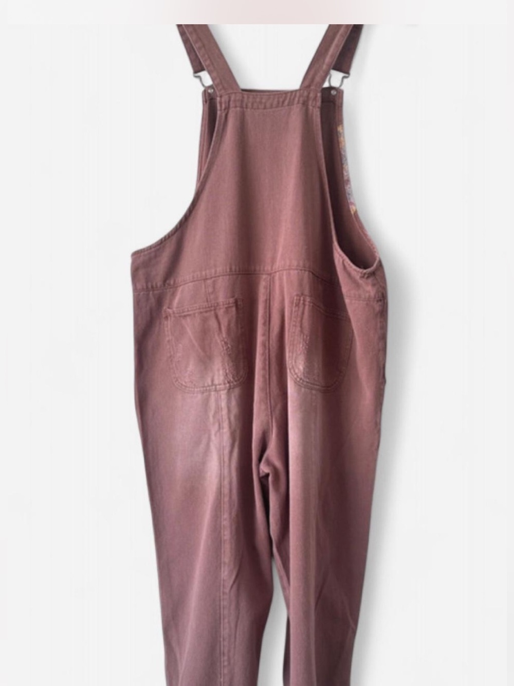 Easel Women's Dusty Rose Patchwork Ankle Length Overalls - Picture 2 of 4